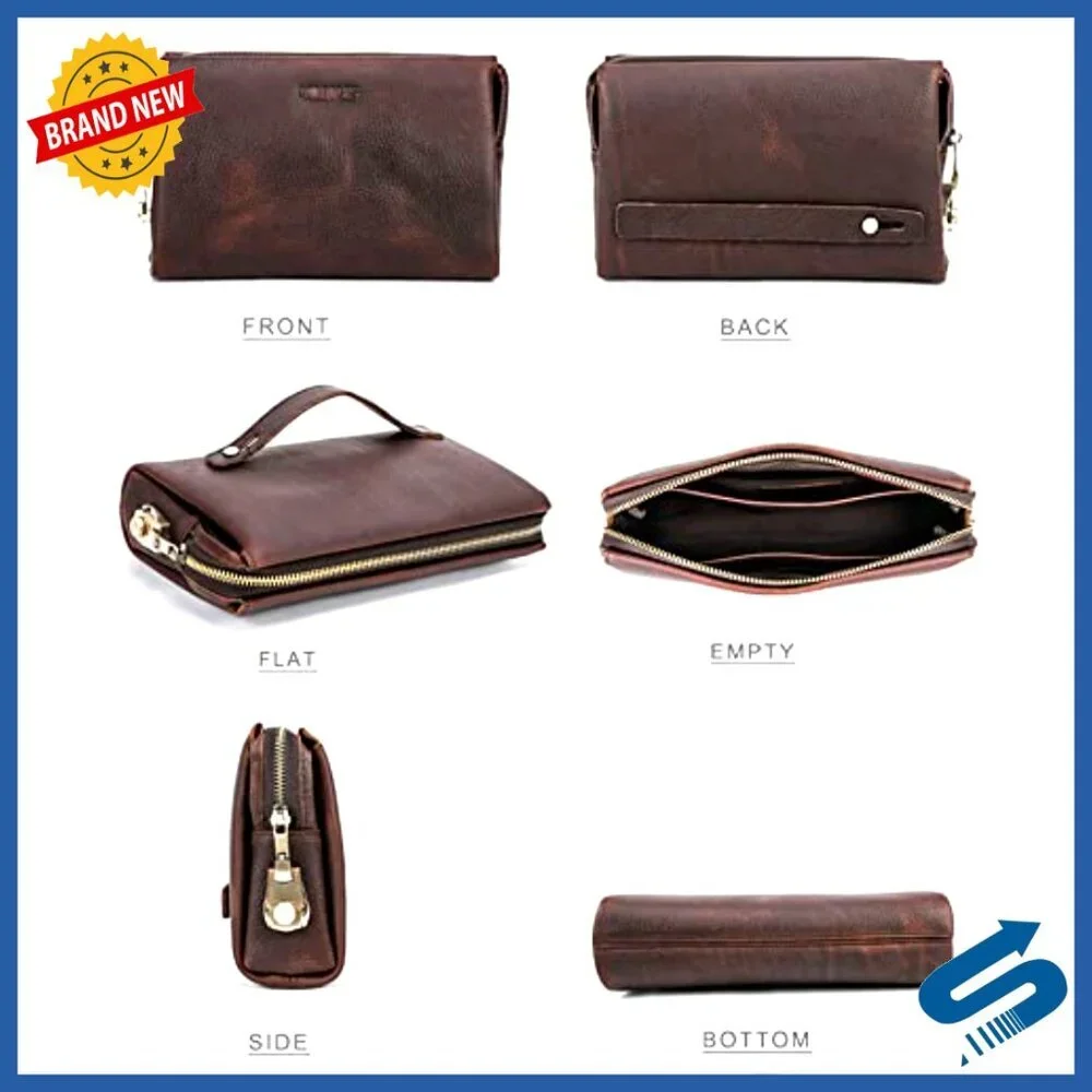 Men's Anti-Theft Leather Clutch Wallet with Lock Large Capacity Travel Organizer